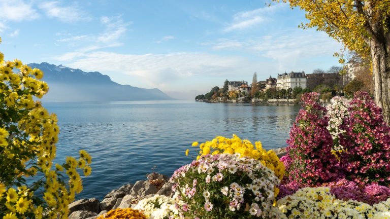 The,Flower,Quay,In,Montreux,,Switzerland.